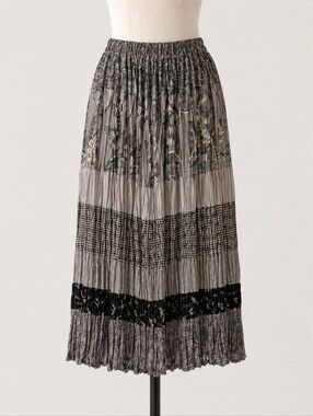 Lucia Lukken Mixed Print Tiered Maxi Skirt Whimsigoth Elastic Waist Medium